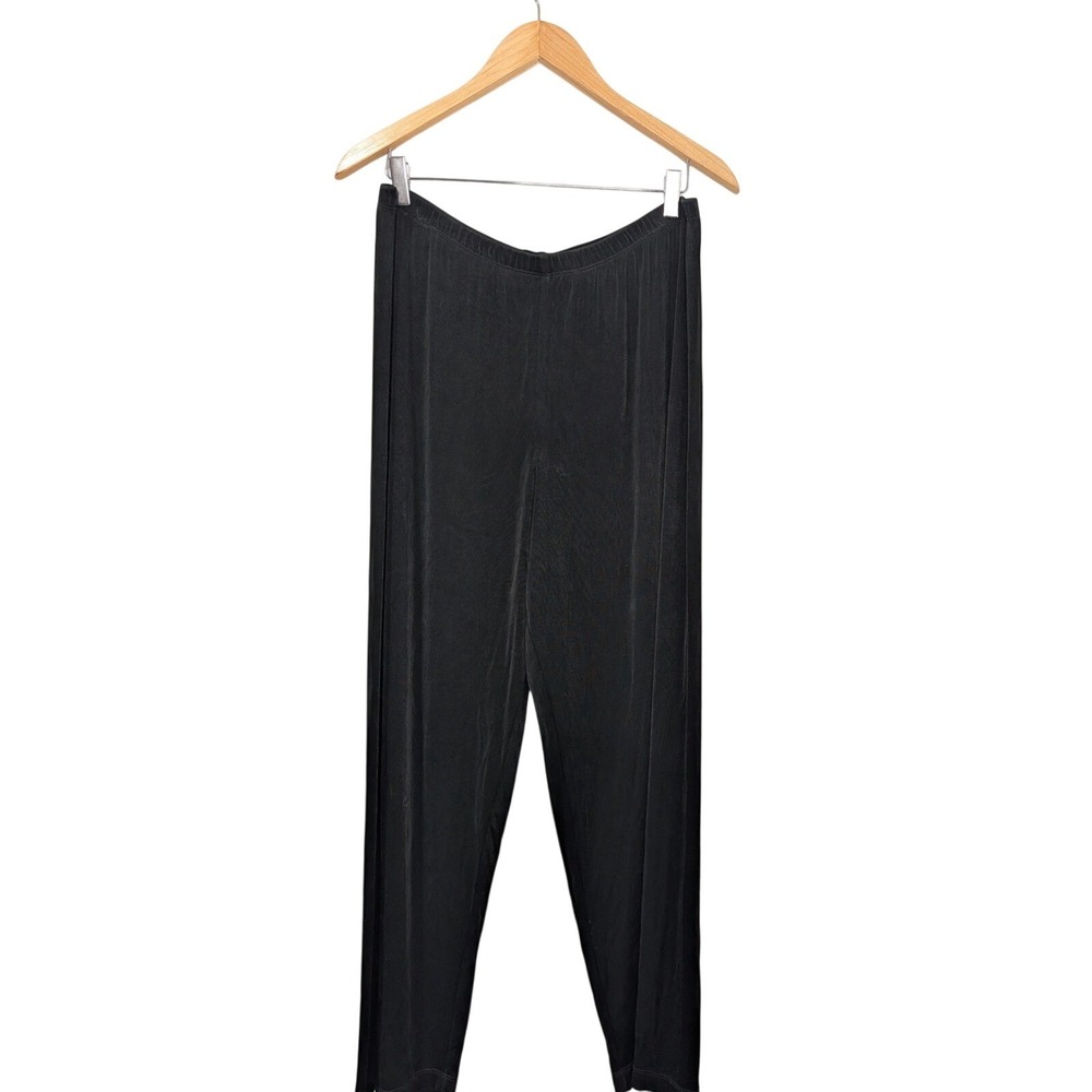 Chicos Travelers Black Velvet Wide Leg Lounge Pants Size 3 (16/18) - Picture 3 of 4